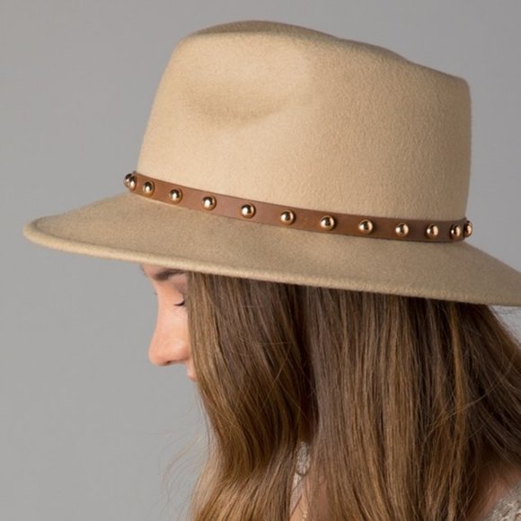 Wool Gold Studded Fedora - Picture 3 of 3